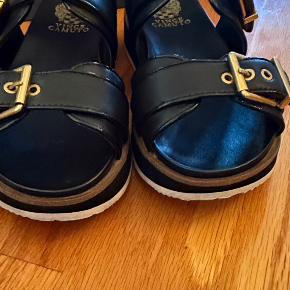 Vince Camuto Anivay Black Sandals with Gold Buckles - Picture 6 of 10